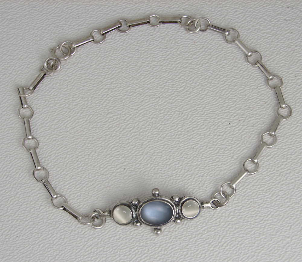 Sterling Silver Victorian Bracelet With Grey Moonstone And White Moonstone